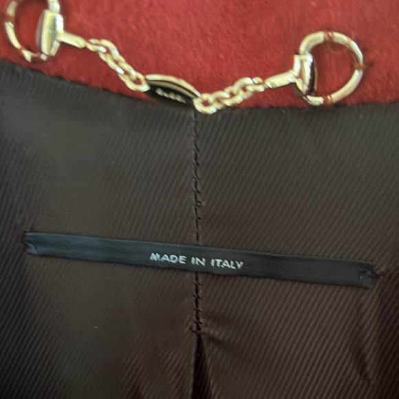 GUCCI Made in Italy Single Breasted Scarlet Red 100% Lana Wool Coat - Picture 3 of 13